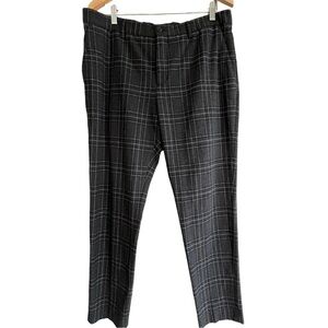 Zara Checkered Plaid Slim Leg Trouser Dress Pants Pockets Office Wear